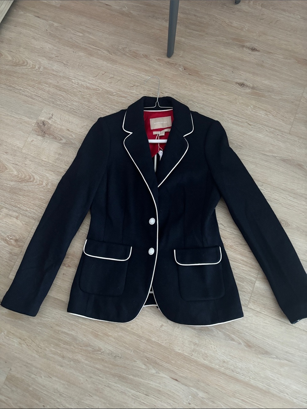 Banana Republic Black Blazer with White Piping